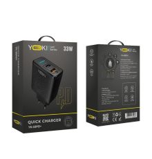 Мережевий зарядний пристрій Yoki Led Series YK-33PD+QC 33W (Чорний)