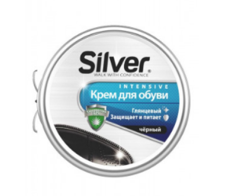 Крем для взуття в залізних банках, чорний, 50 мл Silver (арт.CL2003-01)