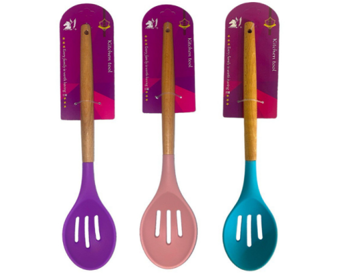 Ложка сітка силікон з дерев'яною ручкою