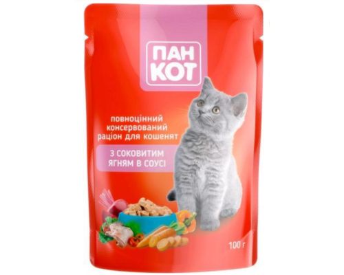 Корм для Кошенят ПанКот з Ягням в соусі (24)