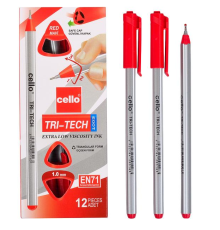 Ручка масляна "TRI-TECH" Cello CL1003-12 червона 99514 (24)