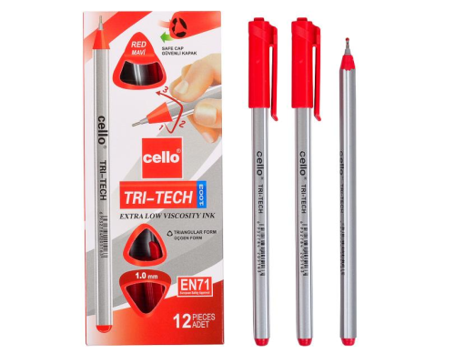 Ручка масляна "TRI-TECH" Cello CL1003-12 червона 99514 (24)