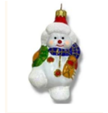 Скляна іграшка 1103 Сніговик з віночком