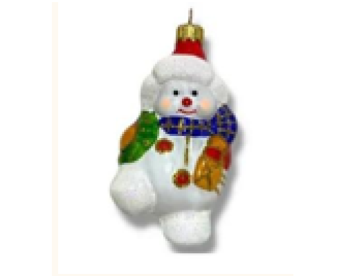 Скляна іграшка 1103 Сніговик з віночком
