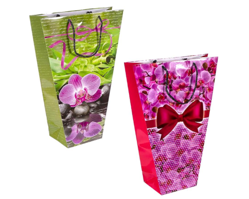 Пакет кольоровий для букетів малий "Орхідея" 37*24*10 см