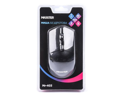 Миша бездротова Mr-403, 4 кнопки, оптична, 1600 DPI, USB, чорна