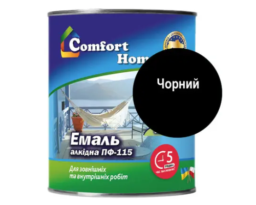 Емаль ПФ 115 Комфорт чорний 0.9 кг Емаль ПФ 115 Комфорт чорний 0.9 кг