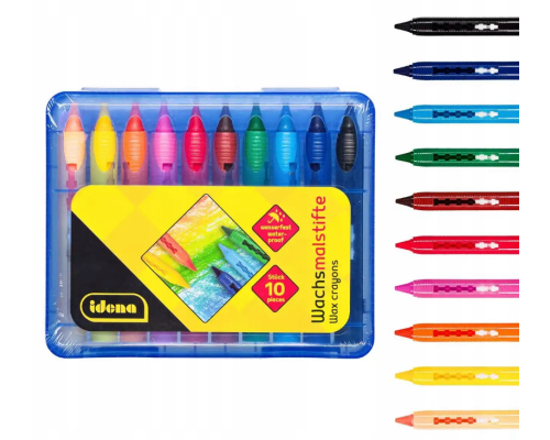 Воскові олівці Idena, 10 штук, пластикова коробка