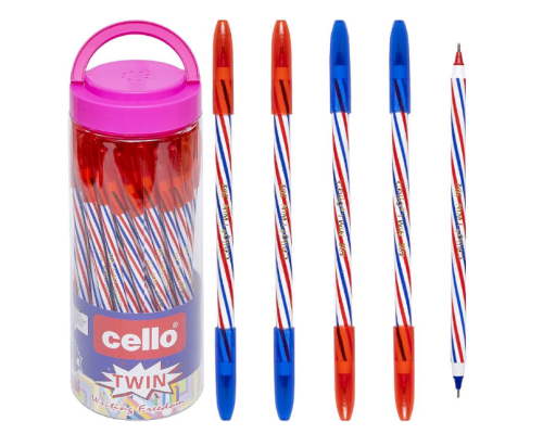 Ручка масляна Cello CL202/201 PVC двостороння синя/червона 18см