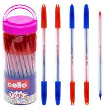 Ручка масляна Cello CL202/201 PVC двостороння синя/червона 18см