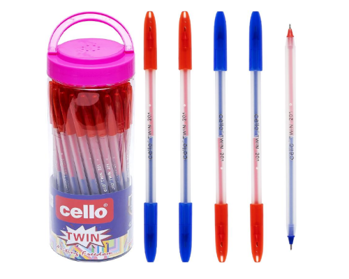 Ручка масляна Cello CL202/201 PVC двостороння синя/червона 18см