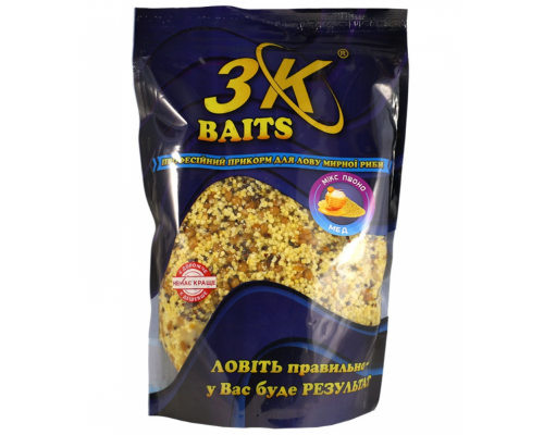 Прикормка 3k Baits Зерновий мікс Пшоно (мед) 500г