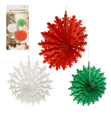 Набір підвісних паперових новорічних прикрас 3шт "Сніжинка" CG-9