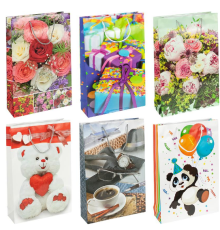 Пакет кольоровий великий "МІКС" вертикальний 25х39х8 см 5038