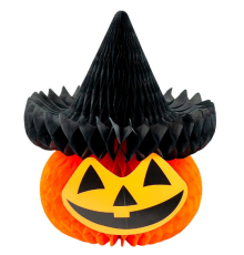 Паперовий об'ємний декор "Гарбуз у капелюсі" на Halloween 28*24см