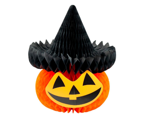 Паперовий об'ємний декор "Гарбуз у капелюсі" на Halloween 28*24см