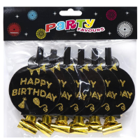 Набір карнавальних фольгованих свистків "Happy birthday" 6 штук 117751