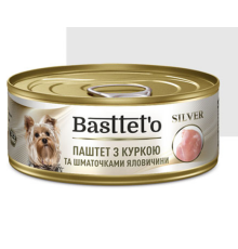 Basttet`O для собак SILVER Паштет з куркою та шматочками яловичини, жб 85 г