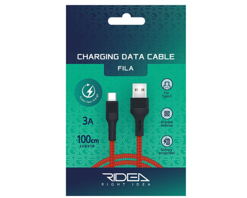 Кабель USB Ridea RC-M122 Fila Type-C 3A (Чорний)