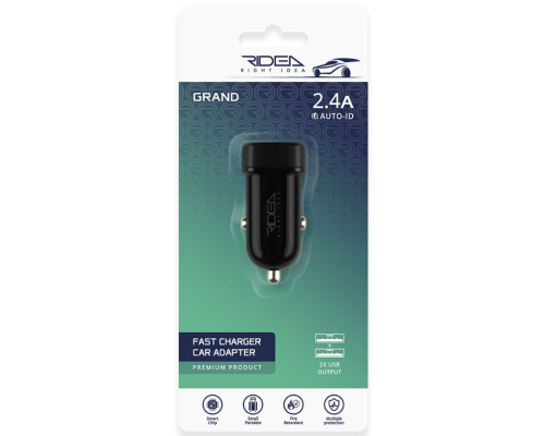 Автомобільний Зарядний Пристрій Ridea RCC-21012 Grand 2USB 2.4 A (Чорний)