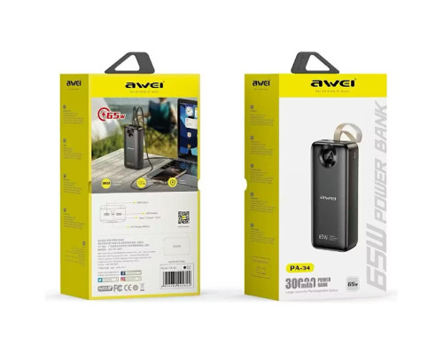 Мобільна Батарея Power Bank Awei 30000mAh 65W PA-34