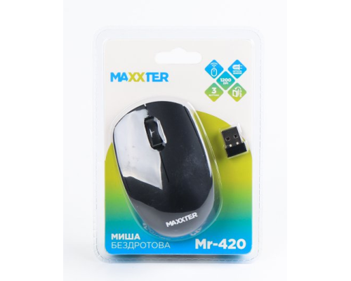 Мишка бездротова Maxxter Mr-420, чорного кольору