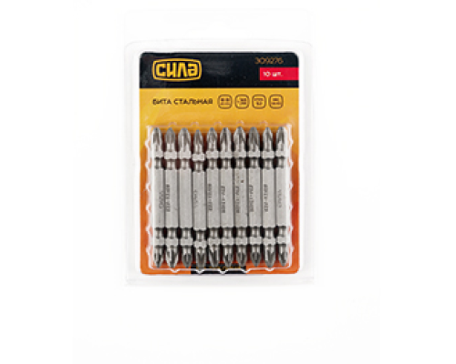 51128 /309276 Біта 2-х стороння РZ1-РZ2х65 мм 10шт в уп  (СИЛА)