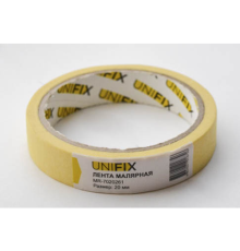 Стрічка клейка малярна 110 мкм стандарт 20 мм 20 м  (UNIFIX)