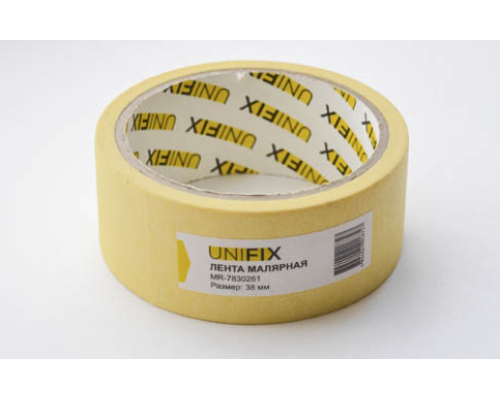 Стрічка клейка малярна 110 мкм стандарт 38 мм 20 м  (UNIFIX)7830261
