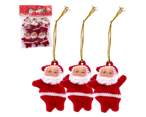 Прикраса "Дід Мороз" червоний 4,5 см 6шт