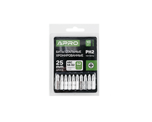 51107/309105 Бита APRO PH2*25мм хром 10шт/уп (APRO)
