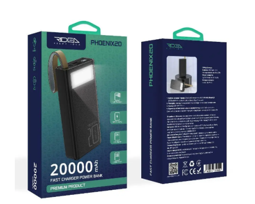 Універсальна Мобільна Батарея Power Bank Ridea 10W RP-D20L Phoenix20 digital display + lamp 20000 mA