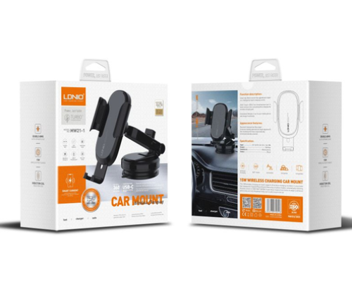 Автомобільний Зарядний Пристрій - Автотримач LDNIO MW21-1 Wireless 15W (Чорний)