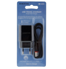 Мережевий Зарядний Пристрій Borofone BA20A Lightning 1USB 2.1A (Чорний)
