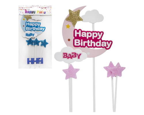 Прикраси - топер для торта Happy Birthday місяць 87-3