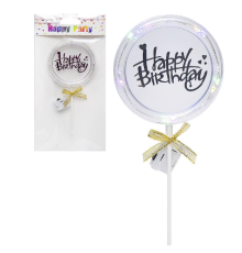 Прикраси для торта Happy Birthday кругла LED 87-8