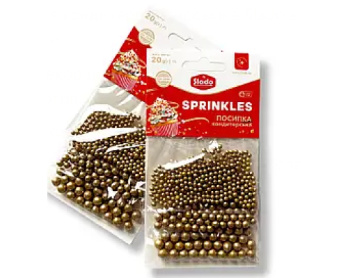 Посипка кондитерська кульки золоті Бісер 20г