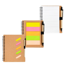 Блокнот С6 на спіралі 64ар. з набором стікерів та ручкою JX011