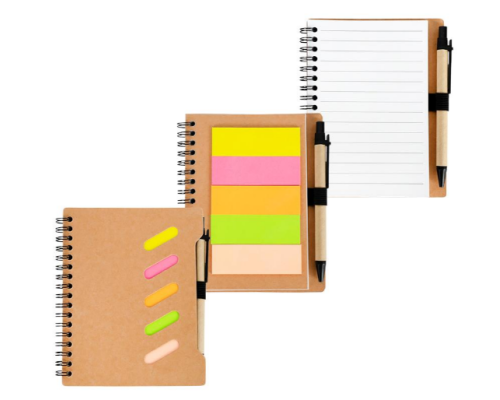 Блокнот С6 на спіралі 64ар. з набором стікерів та ручкою JX011