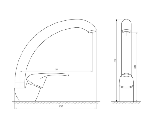 Змішувач для кухні Globus Lux Solly GLSO-0203S боковий латунь на гайці