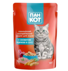 Корм для котів ПанКот з ІНДИЧКОЮ в соусі (24)
