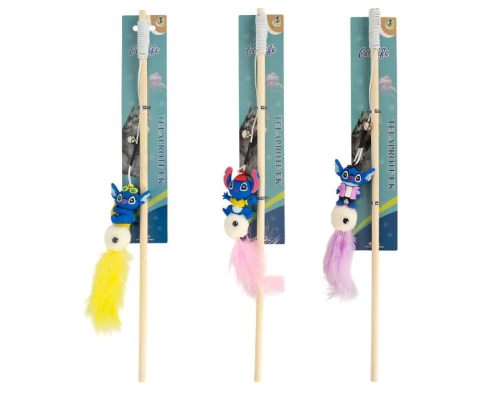 Іграшка дражнилка для котика на паличці "Пір'їнка"