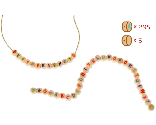 Дерев'яні кубічні намистини різнокольорові літери 300 шт 32051