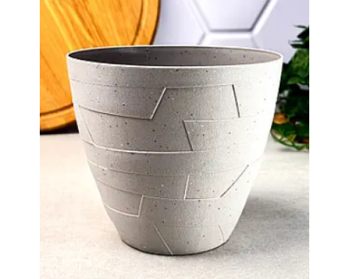 Вазон "Керамо" зі вставкою d14,5*13см., какао/бетон