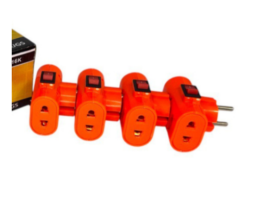 Перехідник електричний 3в1 з кнопкою