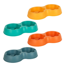 Миска подвійна пластикова для домашніх тваринок 28*14*5 см