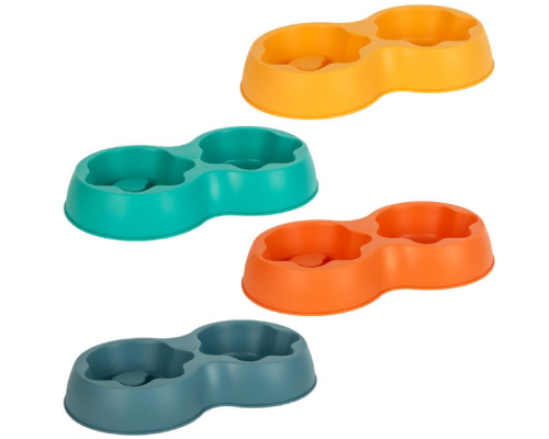 Миска подвійна пластикова для домашніх тваринок 28*14*5 см