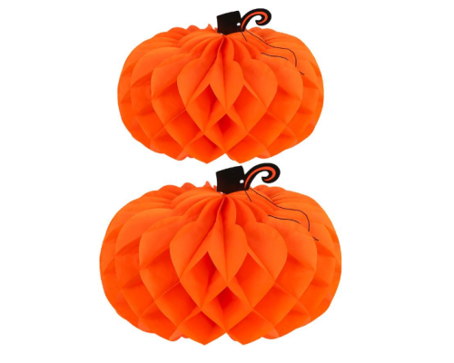 Паперовий об'ємний декор "Гарбузи" 2 шт на Halloween 25см/30см