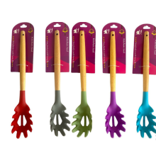 Ложка із зубами силіконова з дерев. руч. на аркуші №KM-3 (31,5*6)см