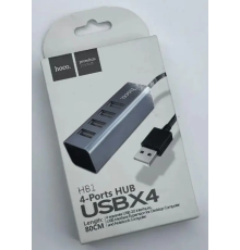 Хаб USB Hoco HB1 Line Machine на 4 порти (Сірий)